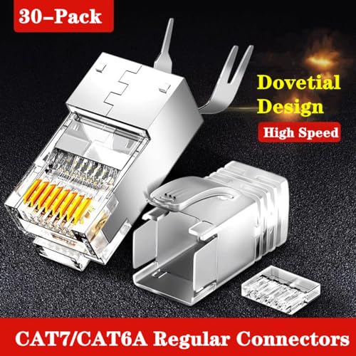 Gaobige 30-Pack Cat7 Cat6A RJ45 Connectors Shielded Cat7 Cat6A RJ45 Ends Ethernet Cable Crimp Connectors 30PCS RJ45 Strain Relief Boots (Not Pass Through RJ45 Connectors) - Image 2