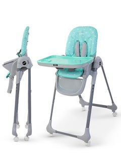 BAYBEE 2 in 1 Baby High Chair for Kids Feeding with 7 Height Adjustable Recline Footrest Baby Chair Booster Seat with Food Tray Belt Kids High Chair for Baby 6 Months to 4 Years Boy Girl Green  - Image 1