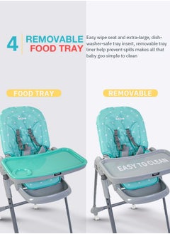 BAYBEE 2 in 1 Baby High Chair for Kids Feeding with 7 Height Adjustable Recline Footrest Baby Chair Booster Seat with Food Tray Belt Kids High Chair for Baby 6 Months to 4 Years Boy Girl Green  - Image 5