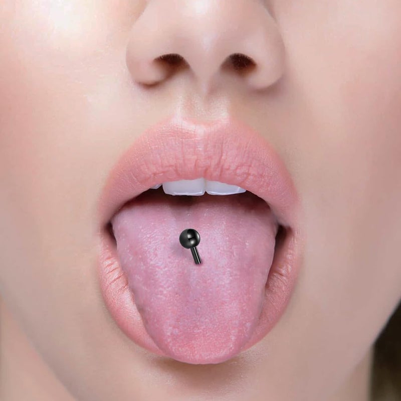FECTAS 14G Straight Curved Horseshoe Barbells Snake Eyes Tongue Rings Nipplerings Belly Eyebrow Ring Black Stainless Steel Piercing Jewelry Pack 12pcs - Image 5
