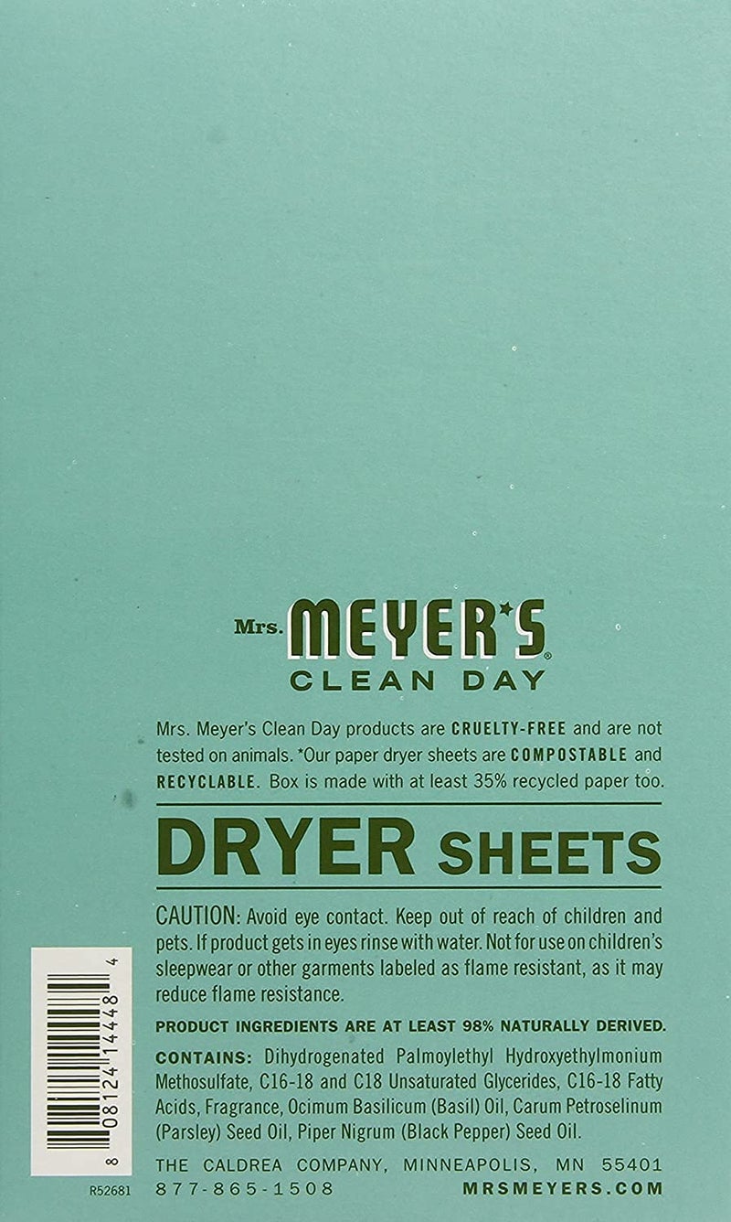 Mrs. Meyer's Mrs Meyer's Clean Day Dryer Sheet, 80 Count - Image 2