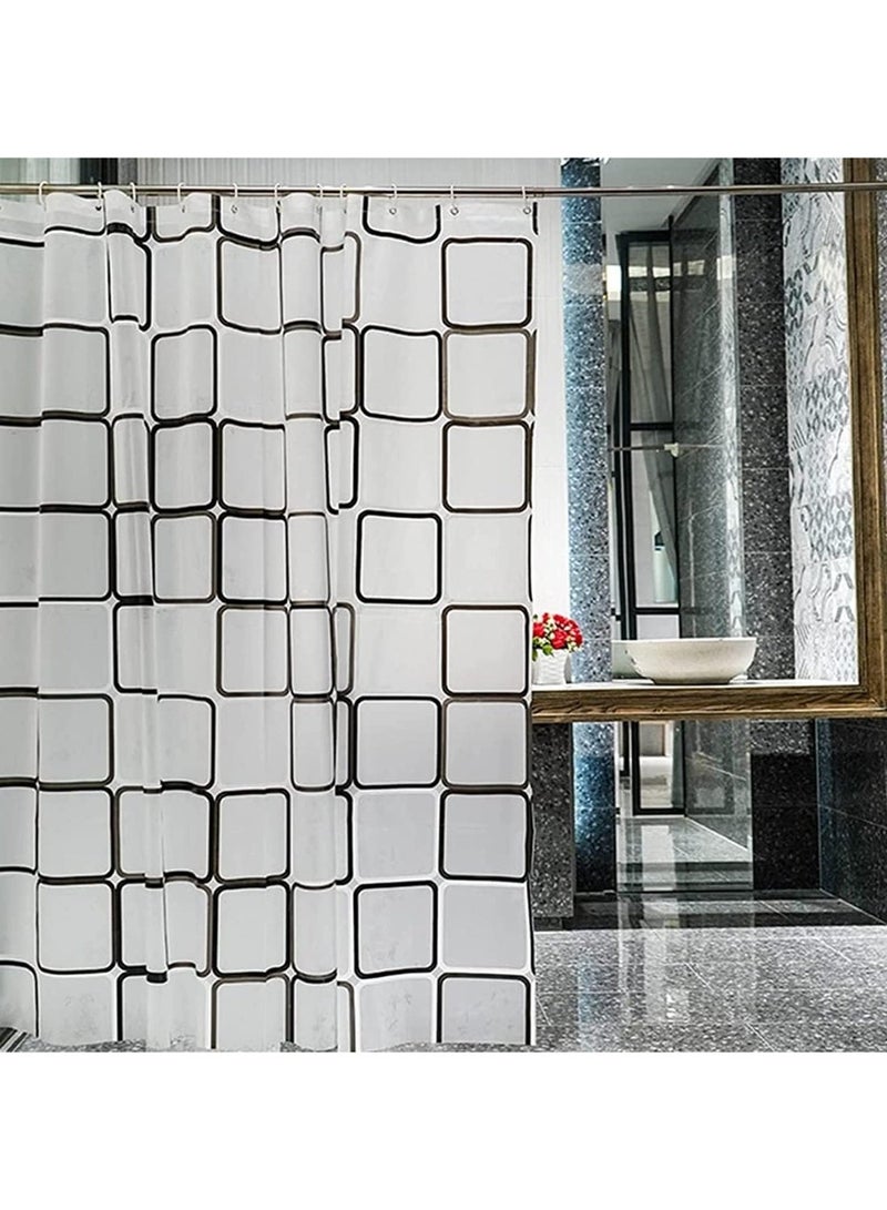 Set of 4 checkered transparent waterproof shower curtains 180×200cm, home bathroom mildew-resistant thickened partition shower curtains - Image 2