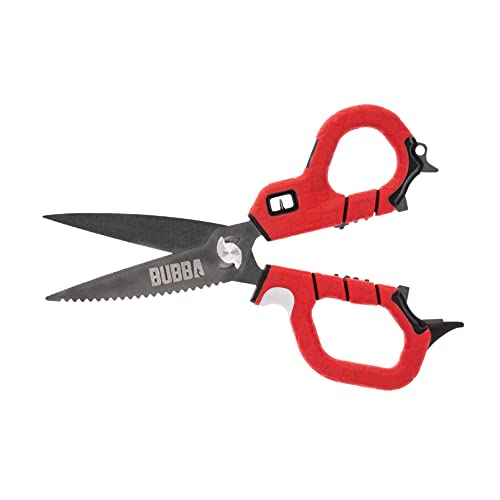 BUBBA Medium Shears Fishing Multi Tool - With Micro-Serrated Blades, Hook Eye Cleaner, Hook Sharpener, & Descaler - Image 1