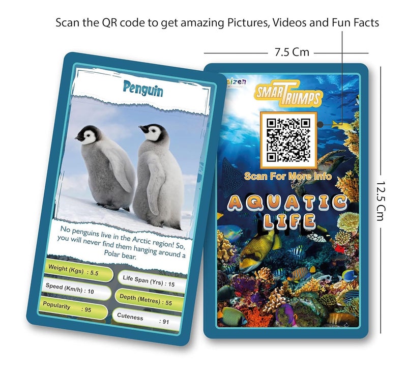 Kaizen MicroLessons : Aquatic Life Smart Trump Cards. Cards to Enhance General Awareness for Age 6-13. Learn While Playing. General Knowledge for Kids, Adults and Families. Gifts for Kids - Image 2