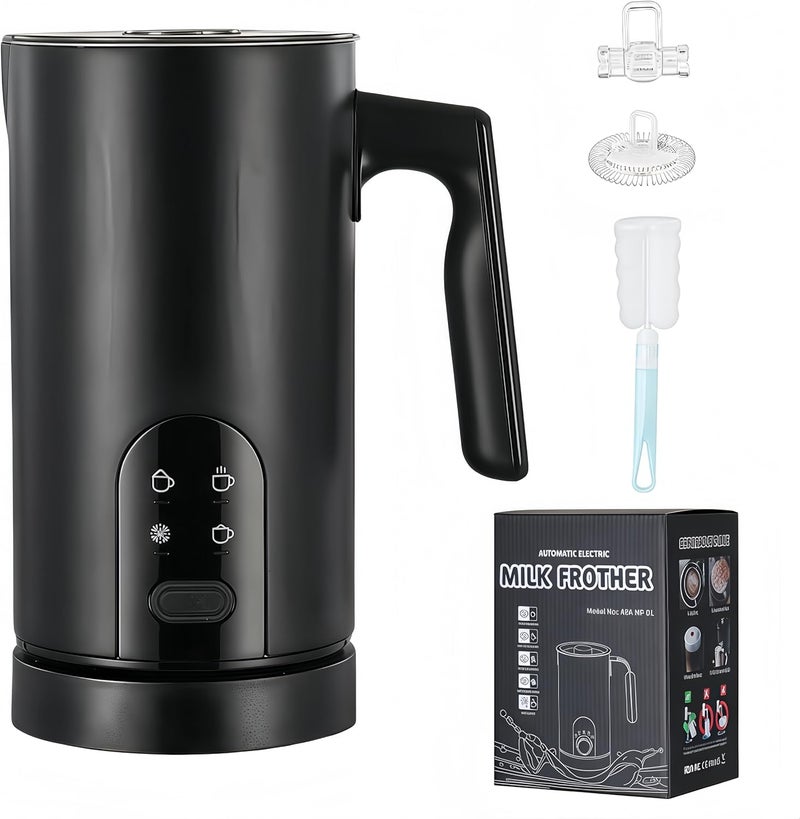 FindXeink Electric Milk Frother and Steamer, 350ml Automatic Hot and Cold Milk Frother with 4 Modes, Foam Maker for Coffee, Latte, Cappuccino (Black) - Image 1