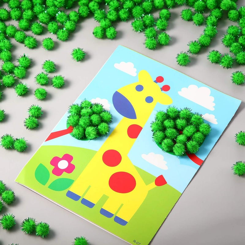 Shappy 1000 Pcs Christmas Pom Poms for Crafts Bulk 0.5 Inch Glitter Fuzzy Craft Pom Poms Crafts Balls for Hobby Supplies and Craft DIY Material Making Decorations(Fruit Green) - Image 4