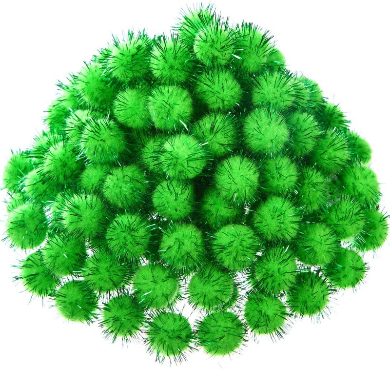 Shappy 1000 Pcs Christmas Pom Poms for Crafts Bulk 0.5 Inch Glitter Fuzzy Craft Pom Poms Crafts Balls for Hobby Supplies and Craft DIY Material Making Decorations(Fruit Green) - Image 1