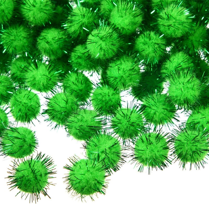 Shappy 1000 Pcs Christmas Pom Poms for Crafts Bulk 0.5 Inch Glitter Fuzzy Craft Pom Poms Crafts Balls for Hobby Supplies and Craft DIY Material Making Decorations(Fruit Green) - Image 3