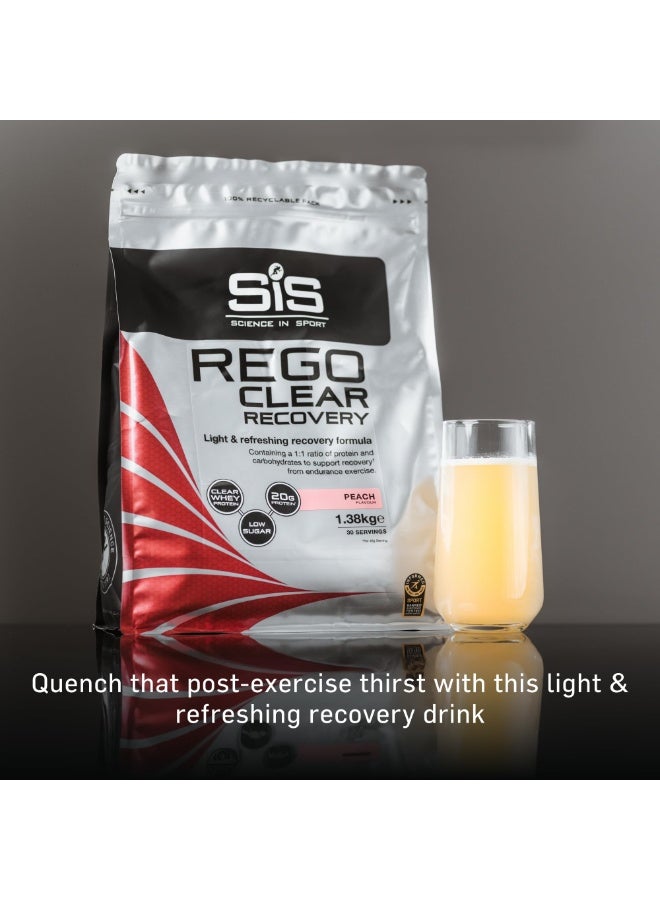 SIS Rego Clear Recovery | 20g Protein | 21g Carbohydrates | 1:1 Ratio | Refreshing Post Workout Recovery Drink | Whey Protein Powder | Low Sugar | Peach Flavour | 30 Servings | 1.38kg - Image 2