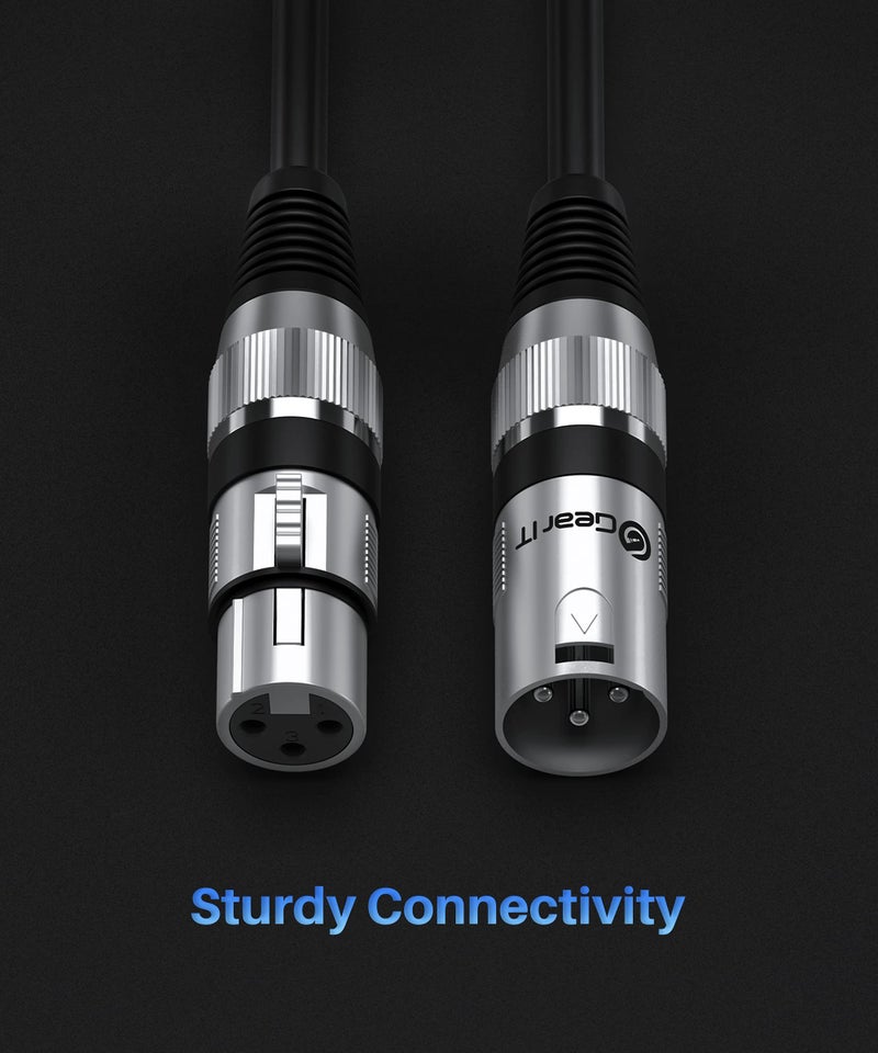 GearIT كابل ميكروفون GearIT XLR إلى XLR (100 قدم، 1 عبوة) كابل ميكروفون XLR ذكر إلى أنثى 3 دبابيس متوازن ومحمى للاستخدام مع خلطات الميكروفون، استوديو التسجيل، البودكاست - أسود، 100 قدم، 1 عبوة - Image 5