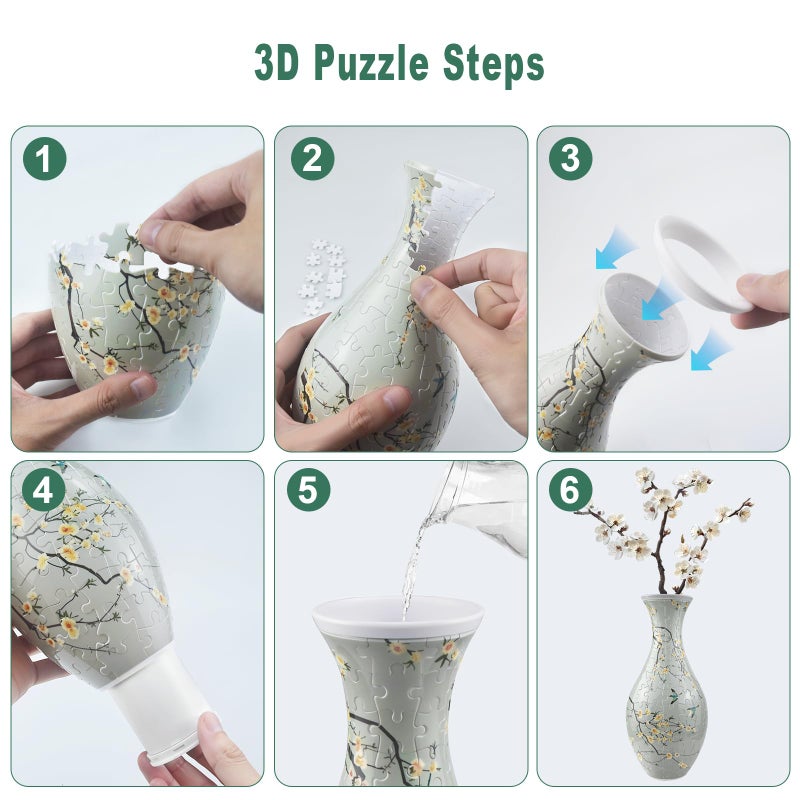 iselyn 3D Puzzle Vase for Adults, 160 Pieces Plastic DIY Unique Puzzle Flower Vase, Crafts for Adults, House Warming Gift Birthday Gifts for Flower Arrangements and Home Decor (Flowers and Birds) - Image 5