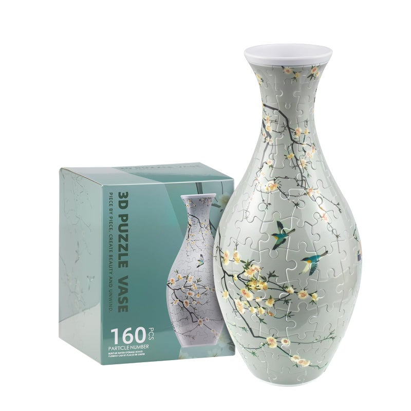 iselyn 3D Puzzle Vase for Adults, 160 Pieces Plastic DIY Unique Puzzle Flower Vase, Crafts for Adults, House Warming Gift Birthday Gifts for Flower Arrangements and Home Decor (Flowers and Birds) - Image 1