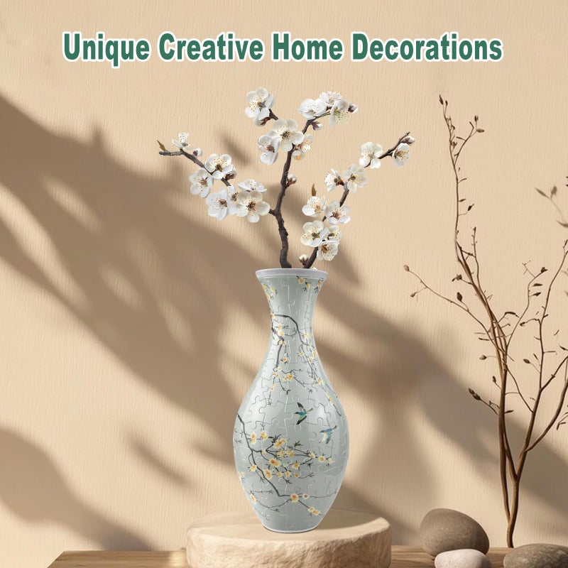 iselyn 3D Puzzle Vase for Adults, 160 Pieces Plastic DIY Unique Puzzle Flower Vase, Crafts for Adults, House Warming Gift Birthday Gifts for Flower Arrangements and Home Decor (Flowers and Birds) - Image 2
