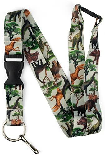 Limeloot Dinosaurs Premium Lanyard with Breakaway, Release Buckle, and Flat Ring. - Image 1