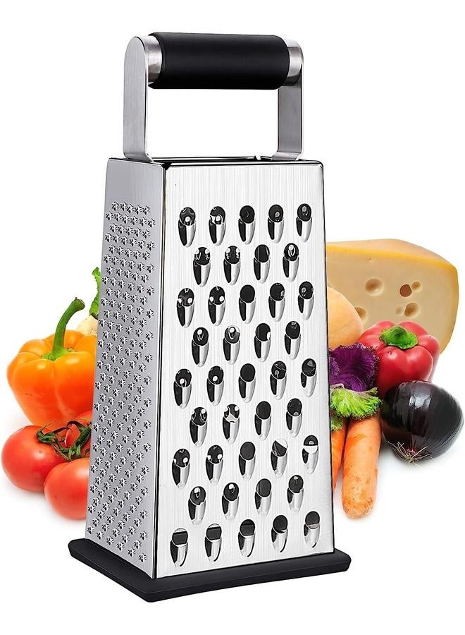 Cheese Grater, Box Grater for Cheese Stainless steel Vegetable Slicer Food Shredder 4-sided Convenience Gadgets for kitchen  - Image 1