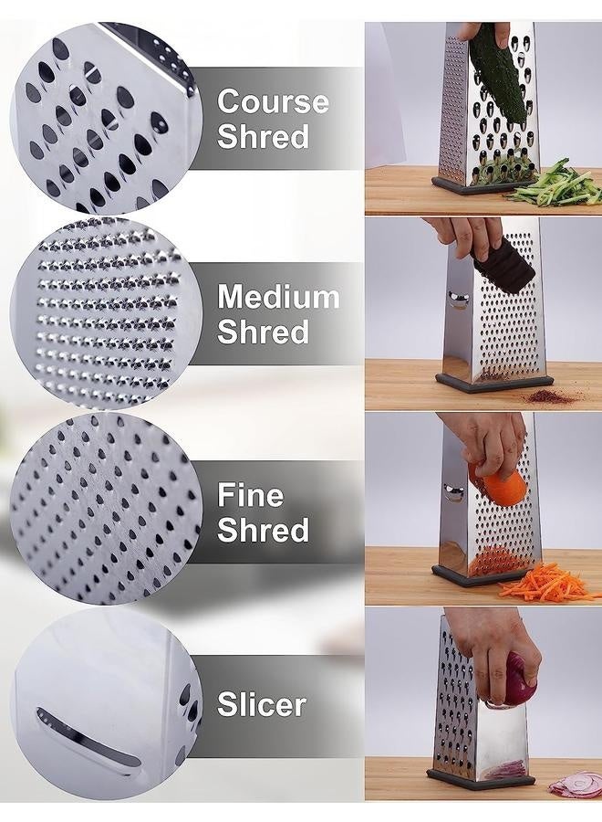 Cheese Grater, Box Grater for Cheese Stainless steel Vegetable Slicer Food Shredder 4-sided Convenience Gadgets for kitchen  - Image 2