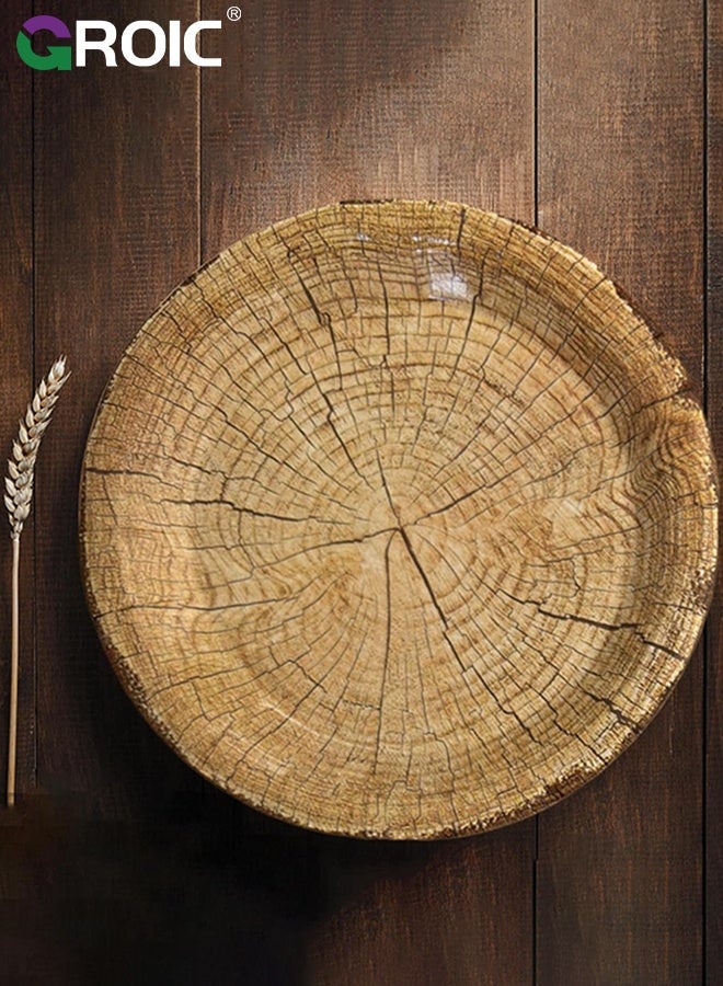 GROIC 80 pcs Wood Grain Paper Plates 7" , Rustic Wood Slice Plate,  Round Disposable Dinner Dish for Woodland,  Baby Shower Lumberjack Birthday Party Supplies + 1 Pc Light-colored 137*274 cm tablecloth - Image 2