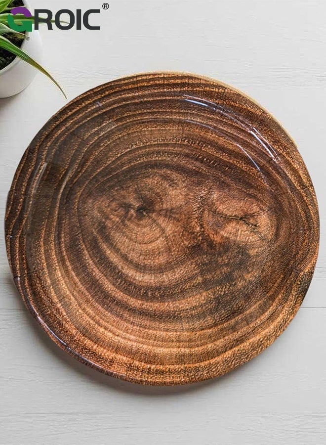 GROIC 80 pcs Wood Grain Paper Plates 7" , Rustic Wood Slice Plate,  Round Disposable Dinner Dish for Woodland,  Baby Shower Lumberjack Birthday Party Supplies + 1 Pc Light-colored 137*274 cm tablecloth - Image 5