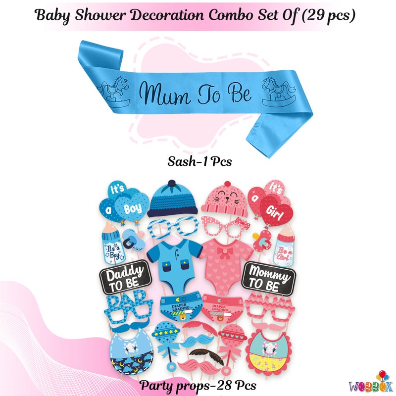 Wobbox Baby Shower Decoration Items| Baby Shower Photo Booth Props for Photoshoot, Mom to Be Satin Sash Daddy to Be Decoration, Godh Bharai Decoration Kit-(FP432) - Image 2
