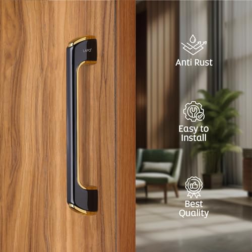 LAPO Door Handles for Main Door | Main Door Handle | Wooden & Glass Pull Handle | Door Handle-LDH (10 Inches-Pack of 1) Black-Gold Finish | 3 Years Warranty - Image 5