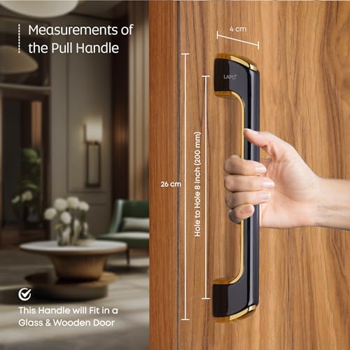LAPO Door Handles for Main Door | Main Door Handle | Wooden & Glass Pull Handle | Door Handle-LDH (10 Inches-Pack of 1) Black-Gold Finish | 3 Years Warranty - Image 4