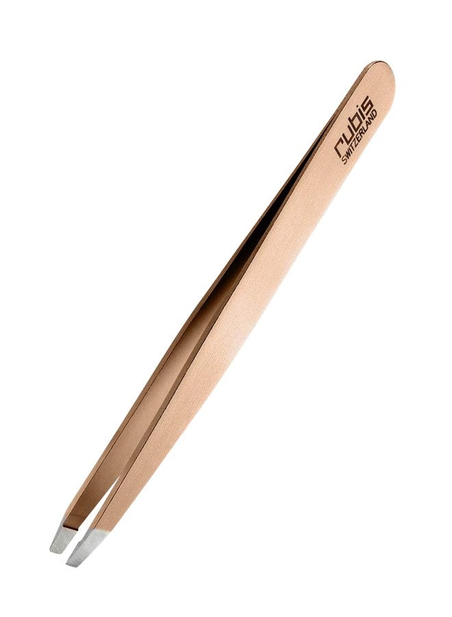RUBIS Limited Series Rose Gold Slanted Tweezers w/black pouch - Image 1