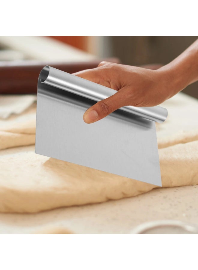 سكين تقطيع العجين من الفولاذ المقاوم للصدأ، والخبز، وسكين العجين الملفوف الحافة، ومكشطة العجين وأداة تقطيع العجين في المطبخ، وسكين الدقيق نصف الدائري - Image 2