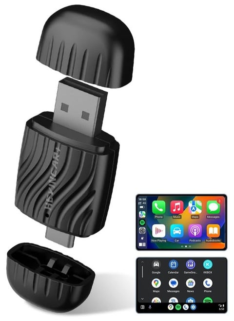 2025 Upgrade, MINI CarPlay & Android Auto Wireless Adapter, Plug & Play, No Latency, Fast Connection, Convert Wired CarPlay/Android Auto to Wireless, For iPhone & Android Phones