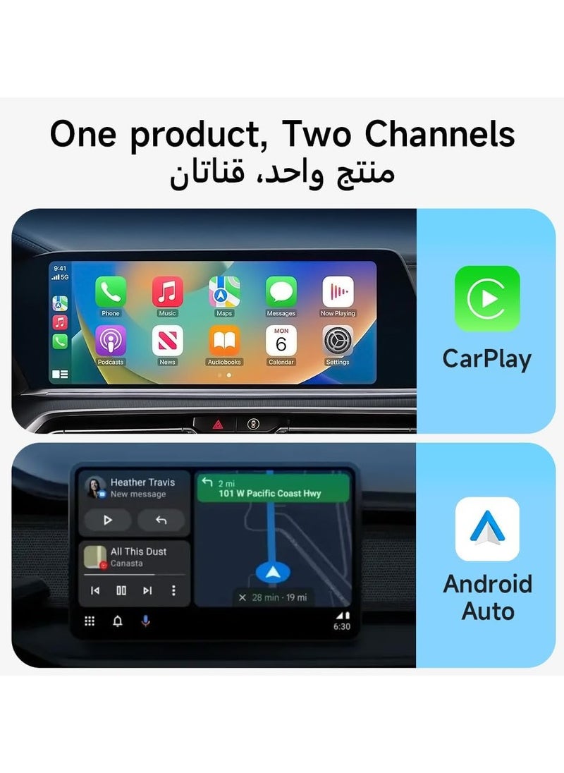 2025 Upgrade, MINI CarPlay & Android Auto Wireless Adapter, Plug & Play, No Latency, Fast Connection, Convert Wired CarPlay/Android Auto to Wireless, For iPhone & Android Phones