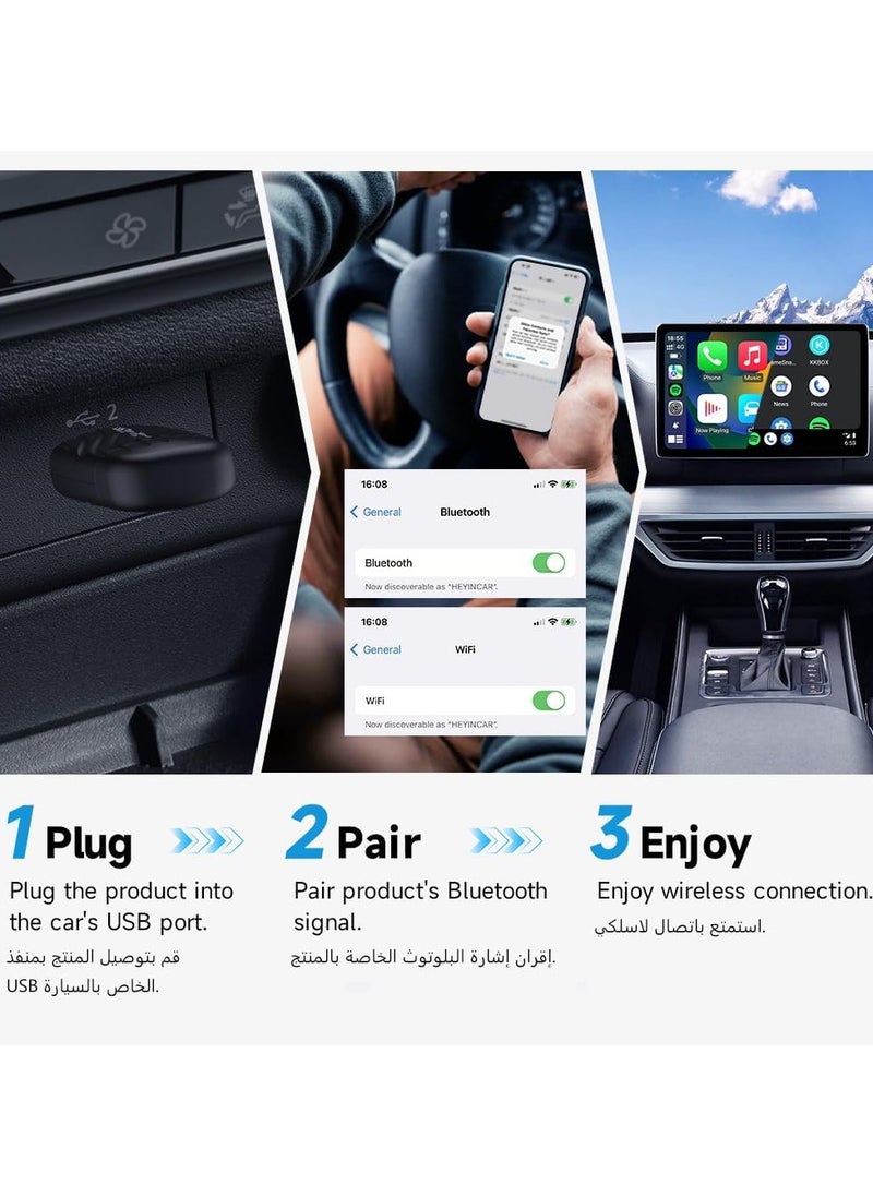 2025 Upgrade, MINI CarPlay & Android Auto Wireless Adapter, Plug & Play, No Latency, Fast Connection, Convert Wired CarPlay/Android Auto to Wireless, For iPhone & Android Phones