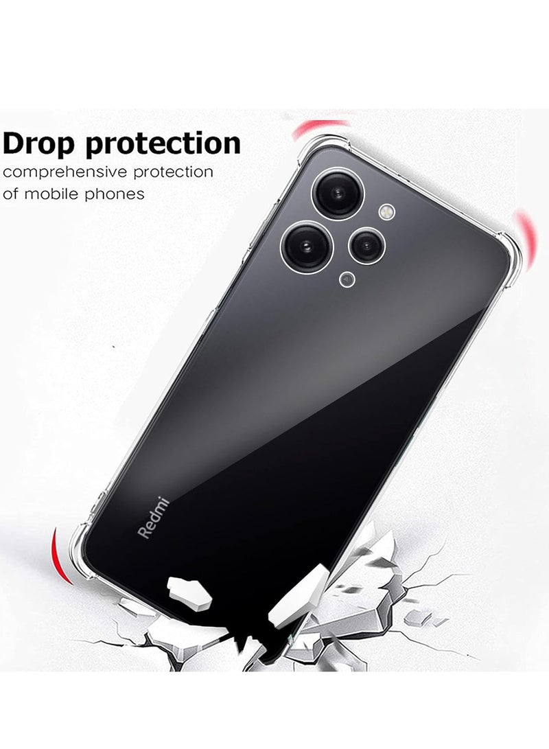 Case Compatible with redmi 12 4G, Cover Silicone Transparent TPU Gorilla Anti-shock Protector Camera Shockproof Corners - Clear - Image 3