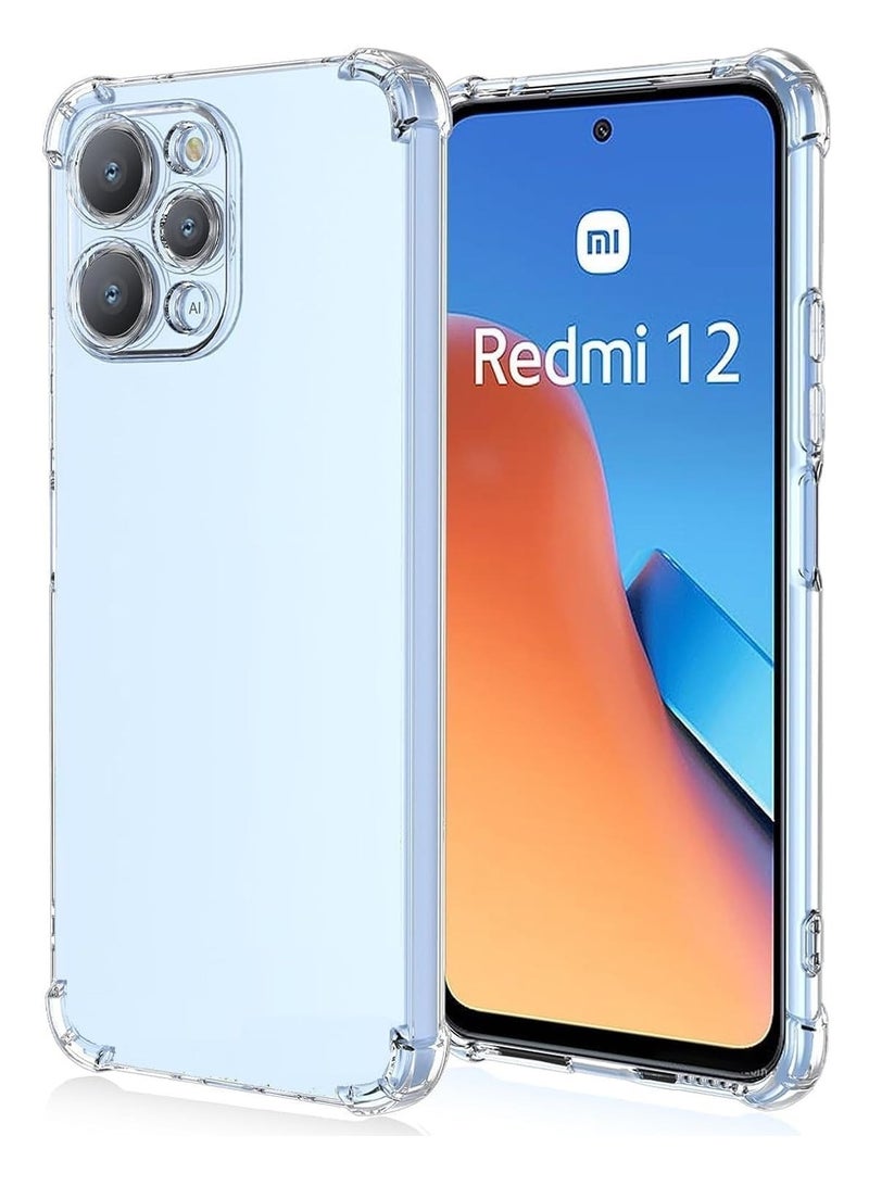 Case Compatible with redmi 12 4G, Cover Silicone Transparent TPU Gorilla Anti-shock Protector Camera Shockproof Corners - Clear - Image 1