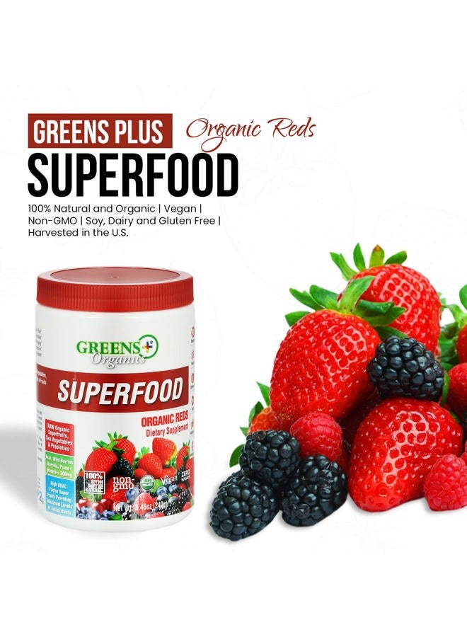 Greens+ Organic Reds Superfood Powder, Antioxidant, Polyphenol, Blend for Morning Kick, Energy, Vitality Boost, Nutrition, Vibrant Health, Vegan Soy/Dairy/Gluten Free(8.46oz) - Image 3