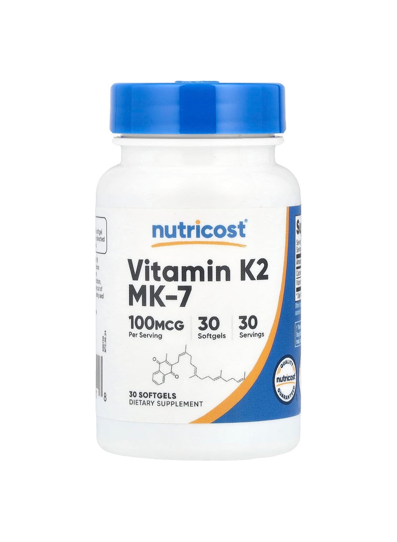 Vitamin K2 MK-7, 100 mcg, 30 Softgels