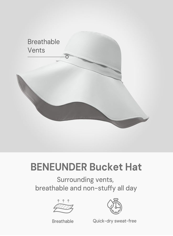 BENEUNDER Reversible Wide Brim Sun Bucket Hats UPF50+ UV Protection Foldable for Women Outdoor Beach Vacation Travel Gray - Image 3