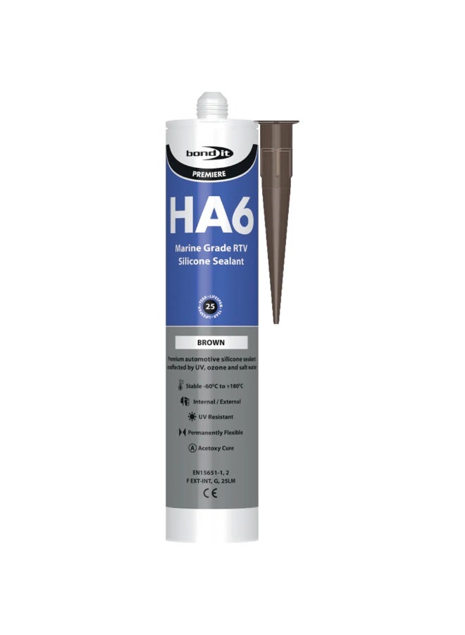 Bond It Bond-It HA6 Marine Grade Acetoxy Room Temperature Vulcanizing Silicone Sealant 310ml (Brown, EU3) - Image 2