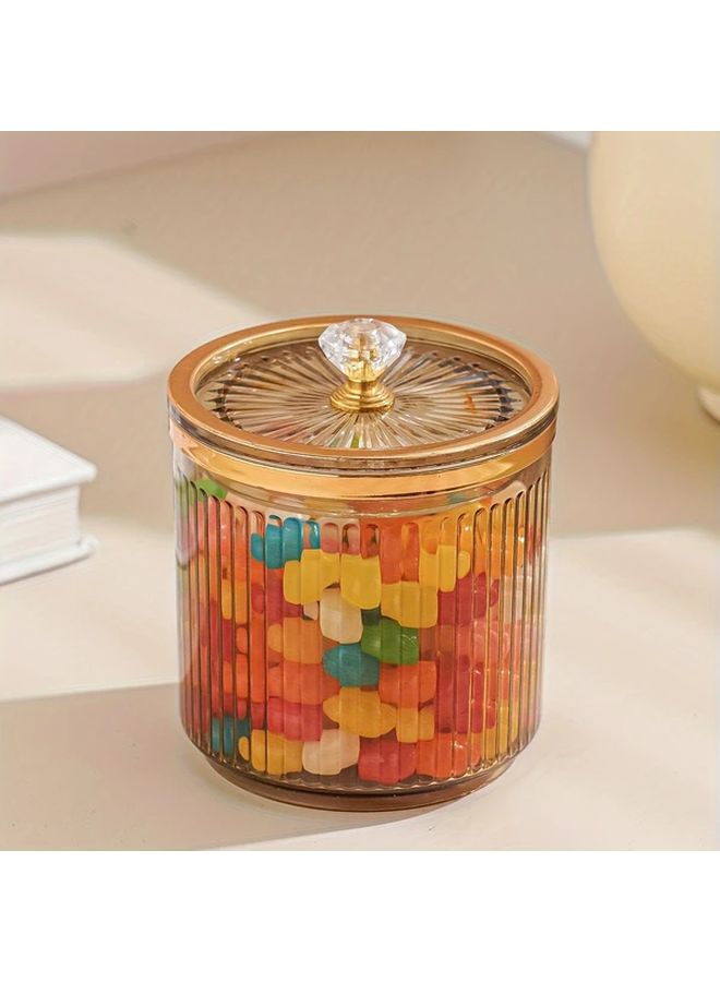 Amber Candy Jar With Golden Lid Transparent Food Safe Plastic Container For Parties - Image 2