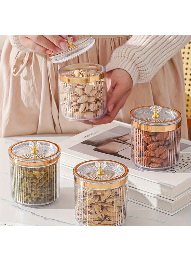 Amber Candy Jar With Golden Lid Transparent Food Safe Plastic Container For Parties - Image 4