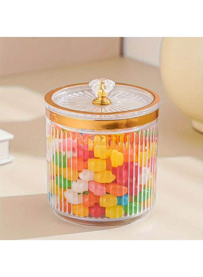 Amber Candy Jar With Golden Lid Transparent Food Safe Plastic Container For Parties - Image 1
