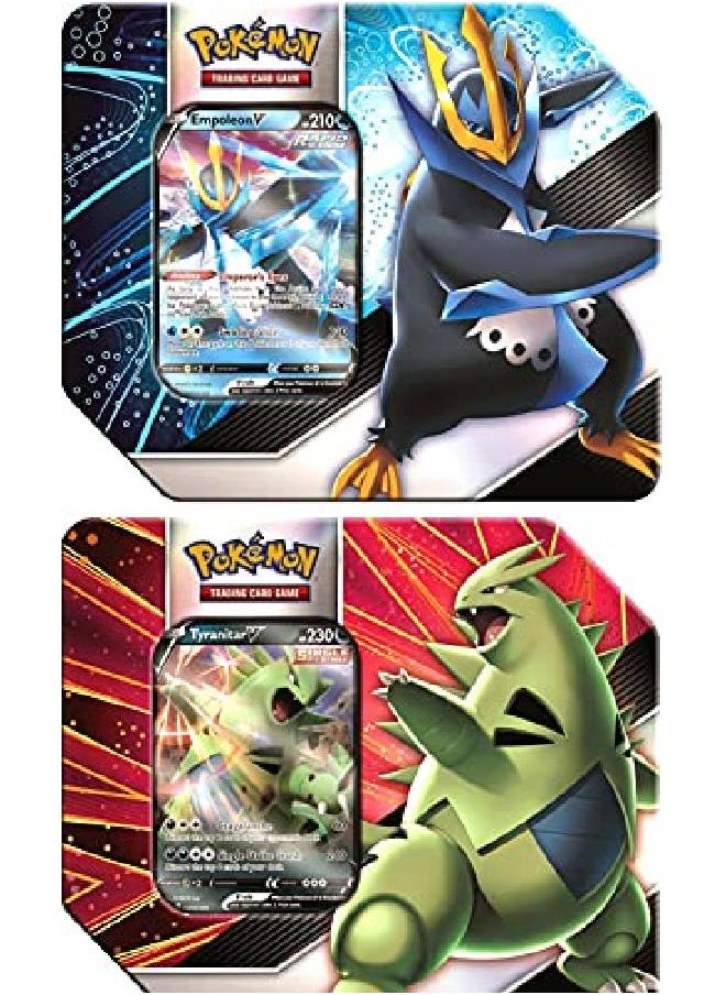 Pokemon V Strikers Tin Set Of Both Tins Tyranitar V & Empoleon V  - Image 1
