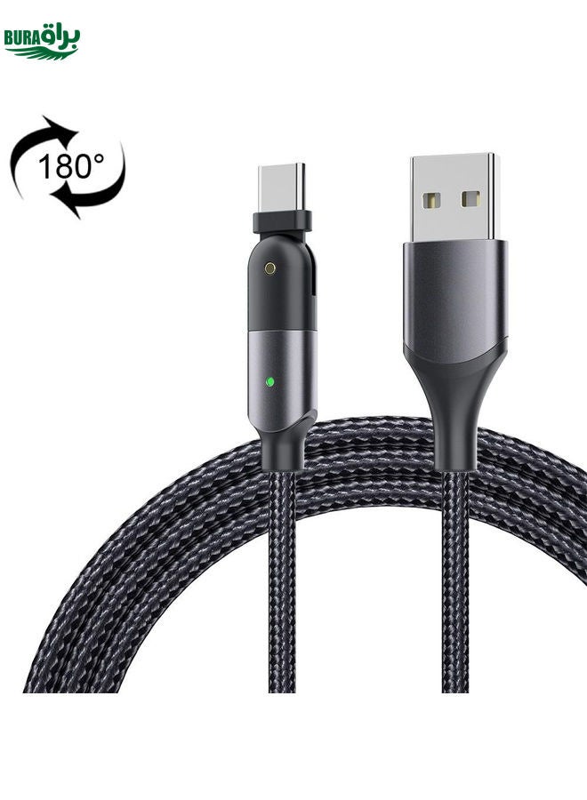 BURAQ ZFXCT-WYA0G 3A USB to USB-C / Type-C 180 Degree Rotating Elbow Charging Cable, Length:2m(Grey) - Image 1