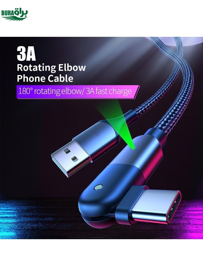 BURAQ ZFXCT-WYA0G 3A USB to USB-C / Type-C 180 Degree Rotating Elbow Charging Cable, Length:2m(Grey) - Image 4