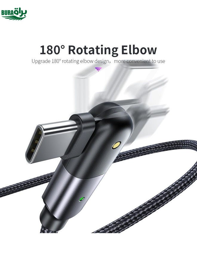 BURAQ ZFXCT-WYA0G 3A USB to USB-C / Type-C 180 Degree Rotating Elbow Charging Cable, Length:2m(Grey) - Image 5