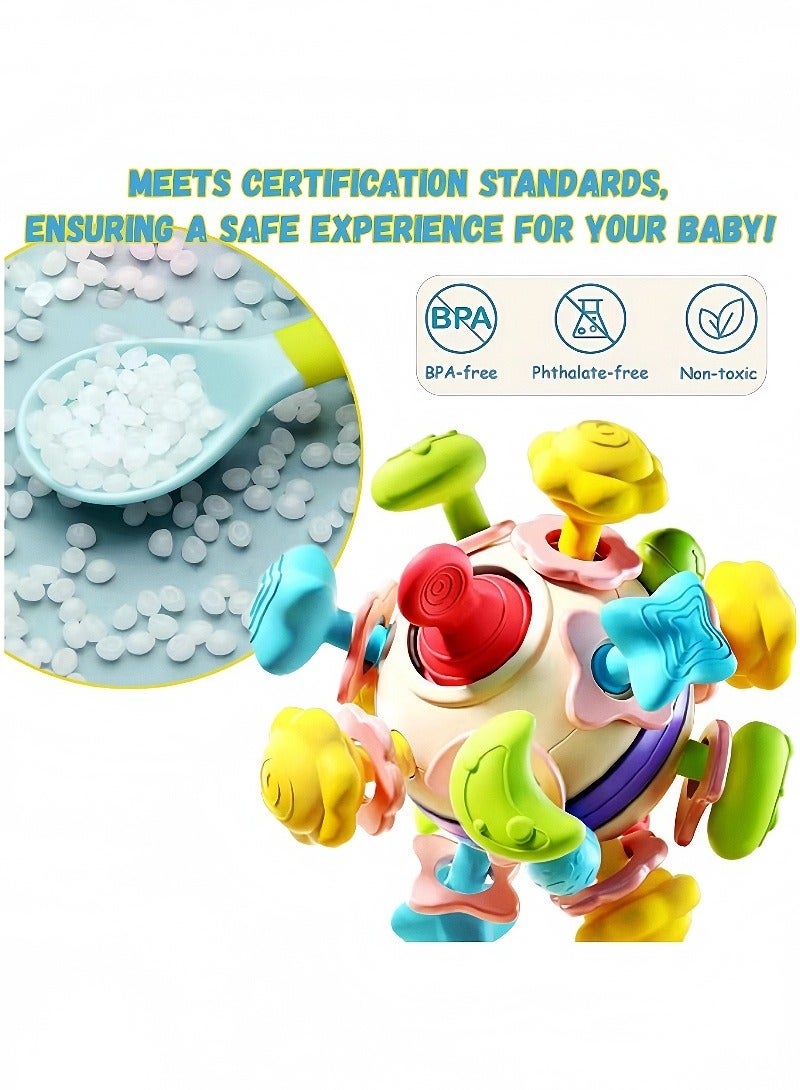 Kibee Teething Toys for Babies 0-6 Months, Montessori Toys for Babies 6-12 Months Teether,Baby Teething Toys Newborn Chew Toys,Teething Ball Rattle Teethers Toys Grasping Activities Baby Toys Gift - Image 3