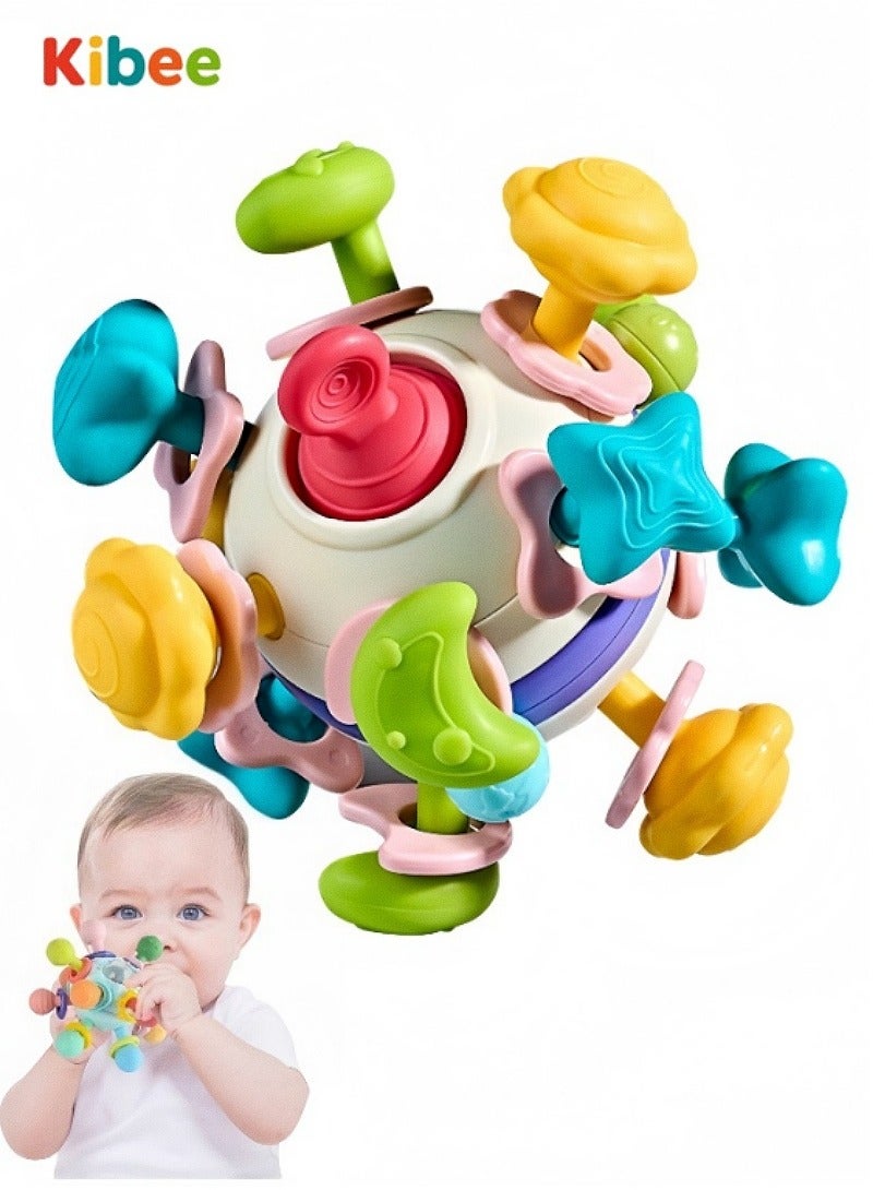 Kibee Teething Toys for Babies 0-6 Months, Montessori Toys for Babies 6-12 Months Teether,Baby Teething Toys Newborn Chew Toys,Teething Ball Rattle Teethers Toys Grasping Activities Baby Toys Gift - Image 1