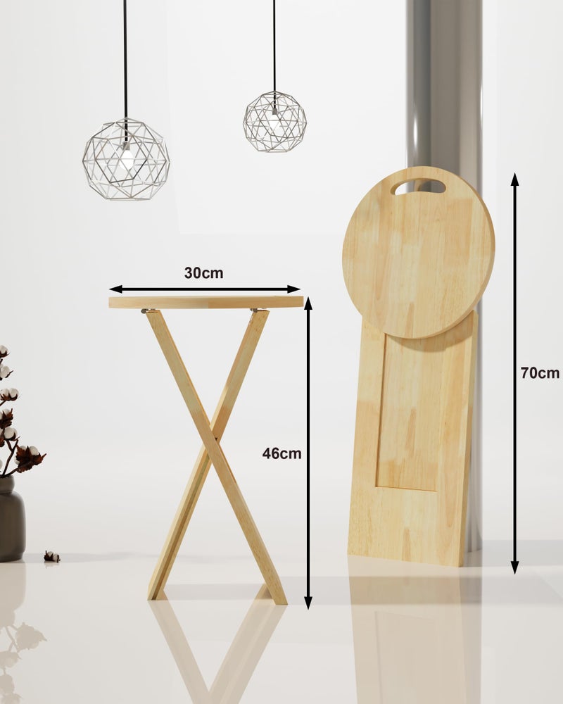 World Mart® Wooden Foldable Side Table & Plant Stand - 12" Round Top Bedside Table for Bedroom & Balcony | Portable Coffee Table for Patio | Gamla Stand & Flower Pot Holder for Indoor Home Decor - Image 3