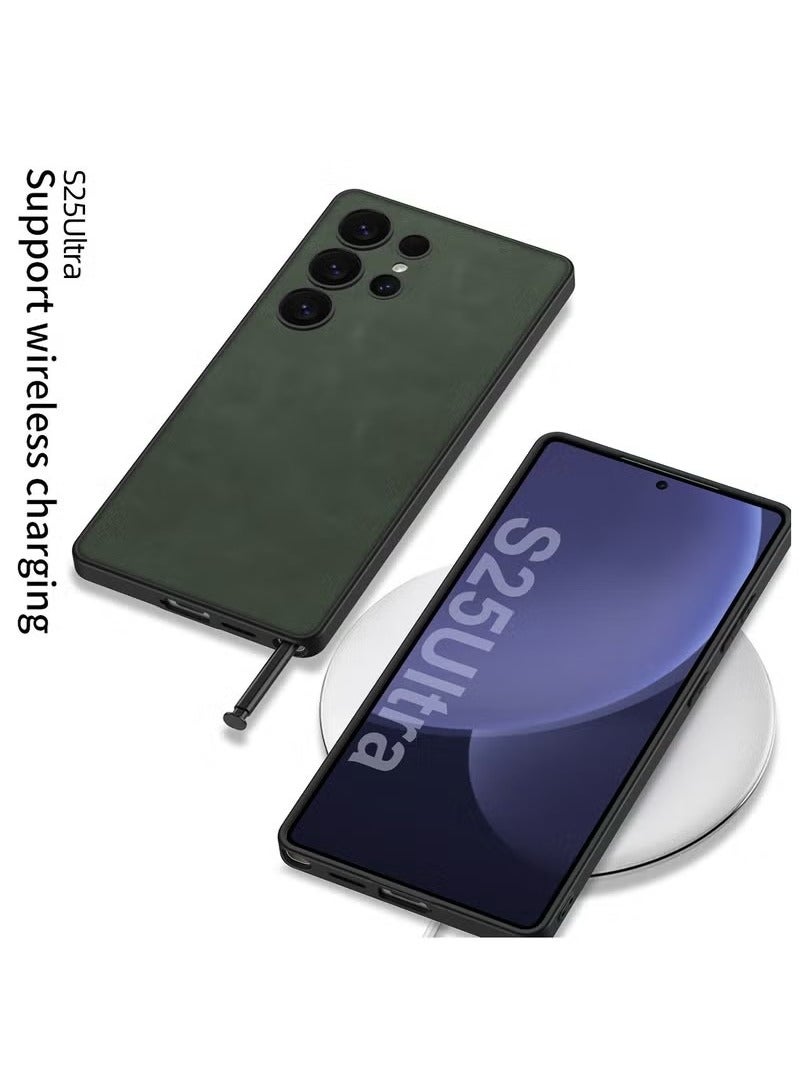 Luxury Matte Leather Case for Samsung Galaxy S25 Ultra (2025) , Ultra-Thin, Anti-Drop, All-Round Protection Phone Cover Support Wireless Charging with Pen Slot Design - Pen Not Included - Image 3