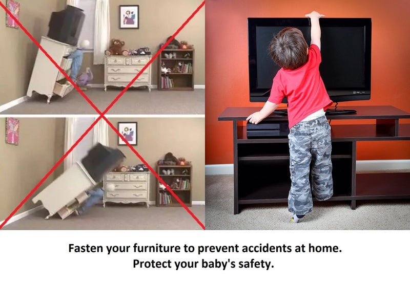 db Baby Safety Metal TV Straps Furniture Anti-Tip Straps Heavy Duty Strap All Flat Screen TV/Furniture 2 Pack - Image 2