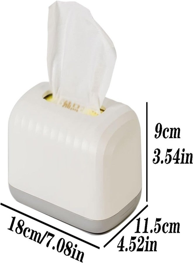 MIXEN Tissue Box Holder Cover Tissue Box Napkin Box for Home and Living Room Table Dressing Table Tissue Storage Box Clear Tissue Box Dispenser for Facial Tissue (White) - Image 2