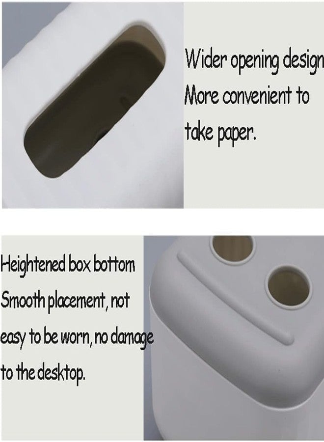 MIXEN Tissue Box Holder Cover Tissue Box Napkin Box for Home and Living Room Table Dressing Table Tissue Storage Box Clear Tissue Box Dispenser for Facial Tissue (White) - Image 5